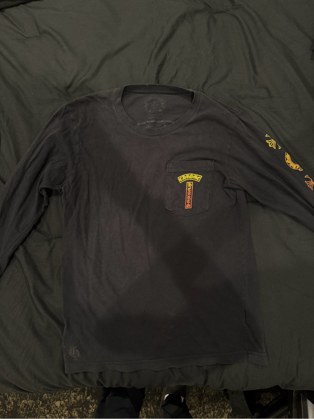Chrome Hearts Gradient Logo Long Sleeve T-Shirt Black Yellow Orange